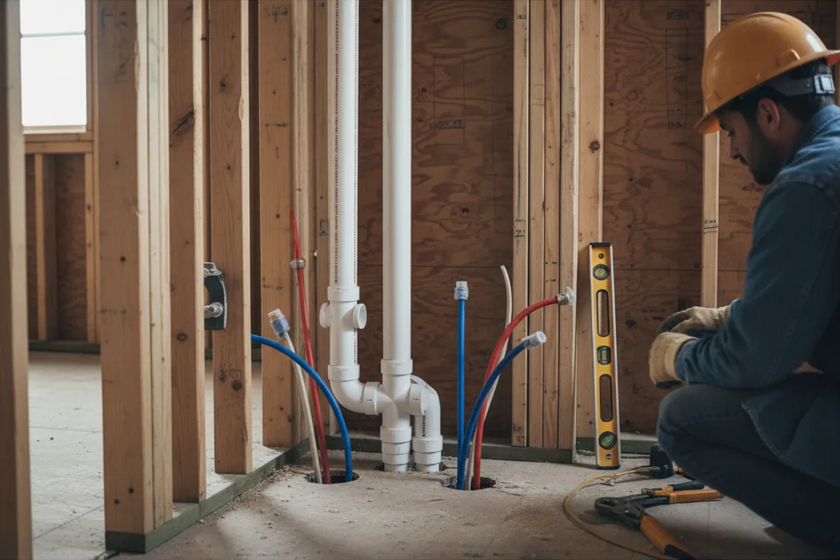 Drain and supply rough-in during Garbage Disposal Repair in Keasbey